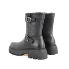 Kadın Siyah Fermuarlı Deri Bot