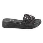 Kadın Siyah File Örgülü Terlik