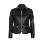 Kadın Siyah Fit Deri Ceket