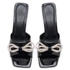 Kadın Siyah Fiyonklu Topuklu Terlik