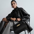 Kadın Siyah Gömlek Yakalı Deri Ceket