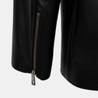 Kadın Siyah Gömlek Yakalı Deri Ceket