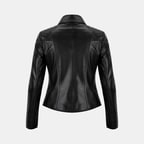 Kadın Siyah Gömlek Yakalı Fit Deri Ceket