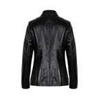 Kadın Siyah Gömlek Yakalı Fit Deri Ceket
