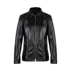 Kadın Siyah Gömlek Yakalı Fit Deri Ceket