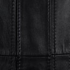 Kadın Siyah Hakim Yakalı Kapüşonlu Deri Kaban