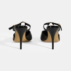 Kadın Siyah Halka Aksesuarlı Deri Abiye Topuklu Terlik