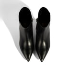 Kadın Siyah İnce Topuklu Sivri Burunlu Deri Bot