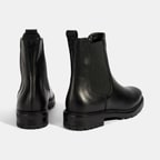 Kadın Siyah Kalın Topuklu Deri Bot