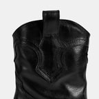 Kadın Siyah Kalın Topuklu Deri Bot