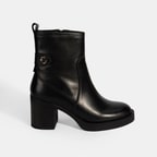 Kadın Siyah Kalın Topuklu Deri Bot