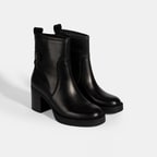 Kadın Siyah Kalın Topuklu Deri Bot