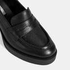 Kadın Siyah Kalın Topuklu Deri Loafer