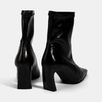 Kadın Siyah Kalın Topuklu Stretch Bot