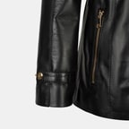 Kadın Siyah Kapüşonlu Deri Mont