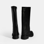 Kadın Siyah Katlama Detaylı Deri Çizme