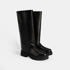 Kadın Siyah Katlama Detaylı Deri Çizme