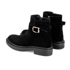 Kadın Siyah Kemer Aksesuarlı Süet Bot
