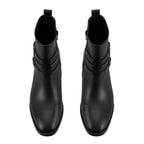 Kadın Siyah Kemer Aksesuarlı Topuklu Deri Bot