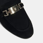 Kadın Siyah Kilit Aksesuarlı Slip-On Süet Loafer