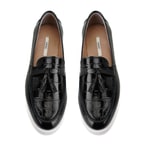 Kadın Siyah Kroko Baskılı Deri Loafer