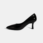 Kadın Siyah Kroko Baskılı Deri Stiletto