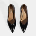 Kadın Siyah Kroko Baskılı Deri Stiletto