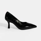 Kadın Siyah Kroko Baskılı Deri Stiletto