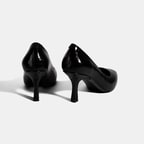 Kadın Siyah Kroko Baskılı Deri Stiletto