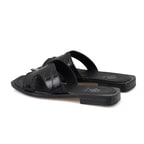 Kadın Siyah Kroko Baskılı Deri Terlik