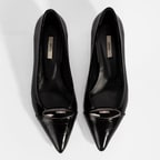 Kadın Siyah Kroko Baskılı Deri Topuklu Ayakkabı