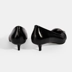 Kadın Siyah Kroko Baskılı Deri Topuklu Ayakkabı