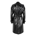 Kadın Siyah Kroko Baskılı Deri Trençkot