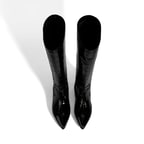 Kadın Siyah Kroko Baskılı İnce Topuklu Rugan Deri Çizme