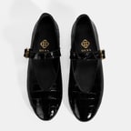 Kadın Siyah Kroko Baskılı Mary Jane Deri Babet