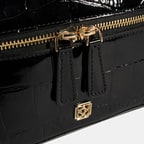 Kadın Siyah Kroko Baskılı Mini Deri El Çantası