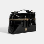 Kadın Siyah Kroko Baskılı Mini Deri El Çantası