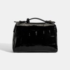 Kadın Siyah Kroko Baskılı Mini Deri El Çantası