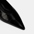 Kadın Siyah Kroko Baskılı Topuklu Ayakkabı