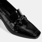 Kadın Siyah Kroko Baskılı Topuklu Rugan Loafer