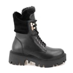 Kadın Siyah Kürk Detaylı Deri Bot