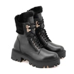 Kadın Siyah Kürk Detaylı Deri Bot