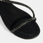 Kadın Siyah Lastik Bantlı Taşlı Sandalet