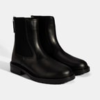 Kadın Siyah  Lastikli Deri Chelsea Bot