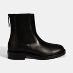 Kadın Siyah  Lastikli Deri Chelsea Bot