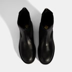 Kadın Siyah  Lastikli Deri Chelsea Bot