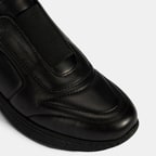 Kadın Siyah Lastikli Deri Spor Ayakkabı