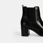 Kadın Siyah Lastikli Topuklu Deri Bot