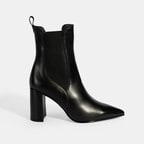 Kadın Siyah Lastikli Topuklu Deri Bot