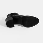 Kadın Siyah Lastikli Topuklu Deri Bot